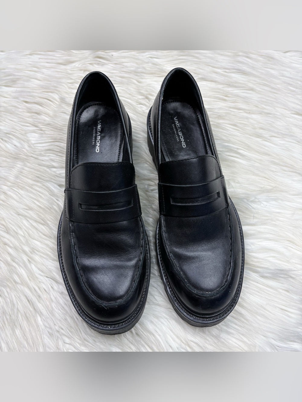 Vagabond Kenova Loafers Black Leather Penny Chunky Lug Sole Preppy Womens Size 8 - Picture 4 of 11